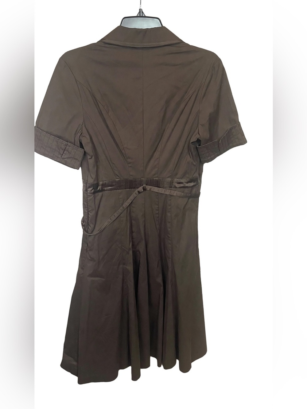 Karen Millen Chocolate-Brown Shirt Dress with Pleated Skirt - Picture 3 of 3